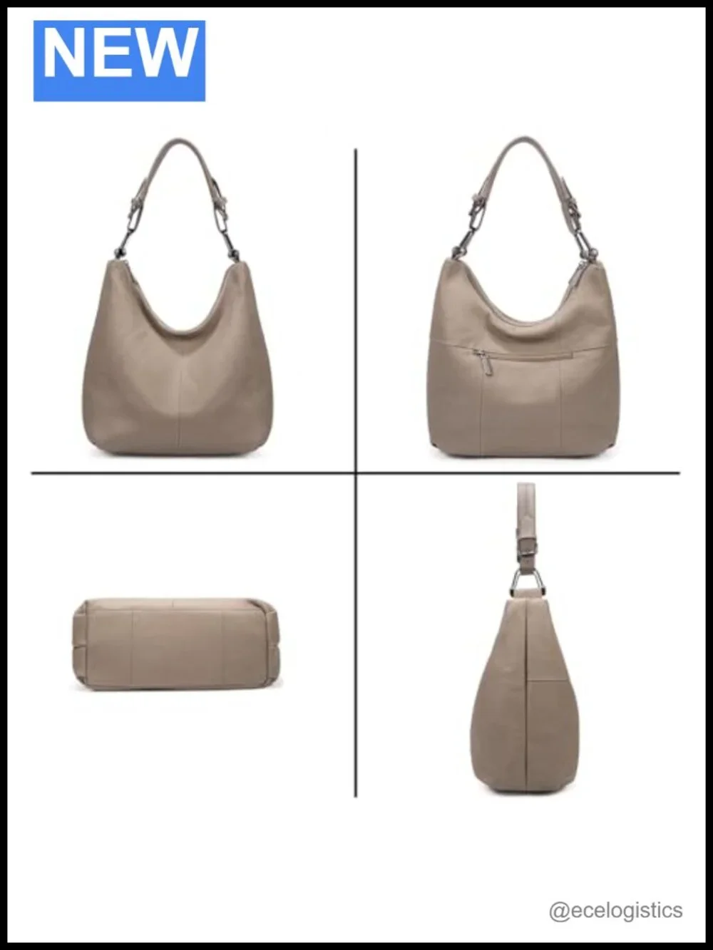 Genuine Leather Slouchy Hobo Handbag Shoulder Bag Purse with Strap
